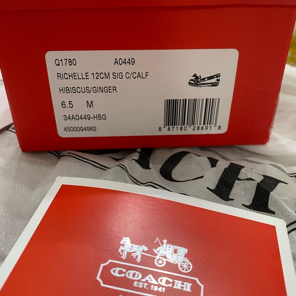 AUTHENTIC COACH, 6.5 medium width, Hibiscus/Ginger color. Paid 179.99 for them. - Picture 5 of 6